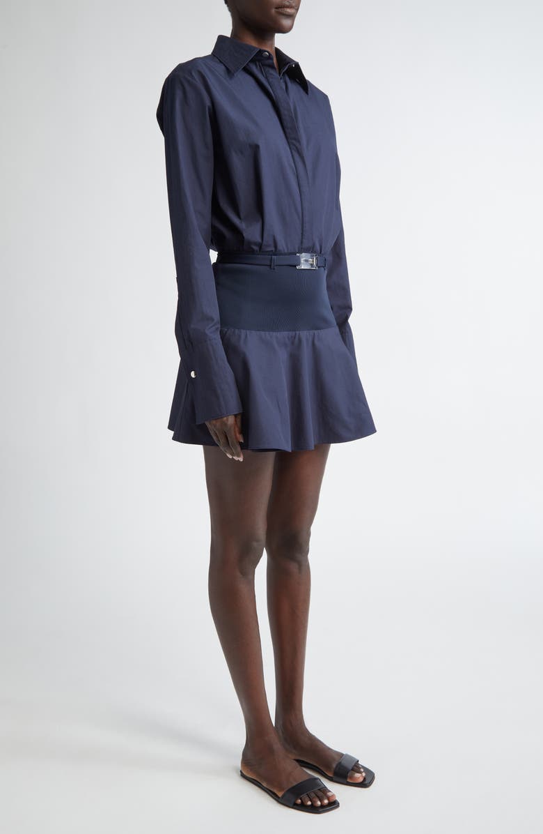 Brandon Maxwell Irene Long Sleeve Mixed Media Shirtdress, Alternate, color,