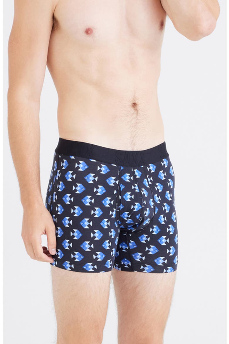 DropTemp® Cooling Cotton Boxer Briefs, Main, color, AQUATIC CHECK-BLACK