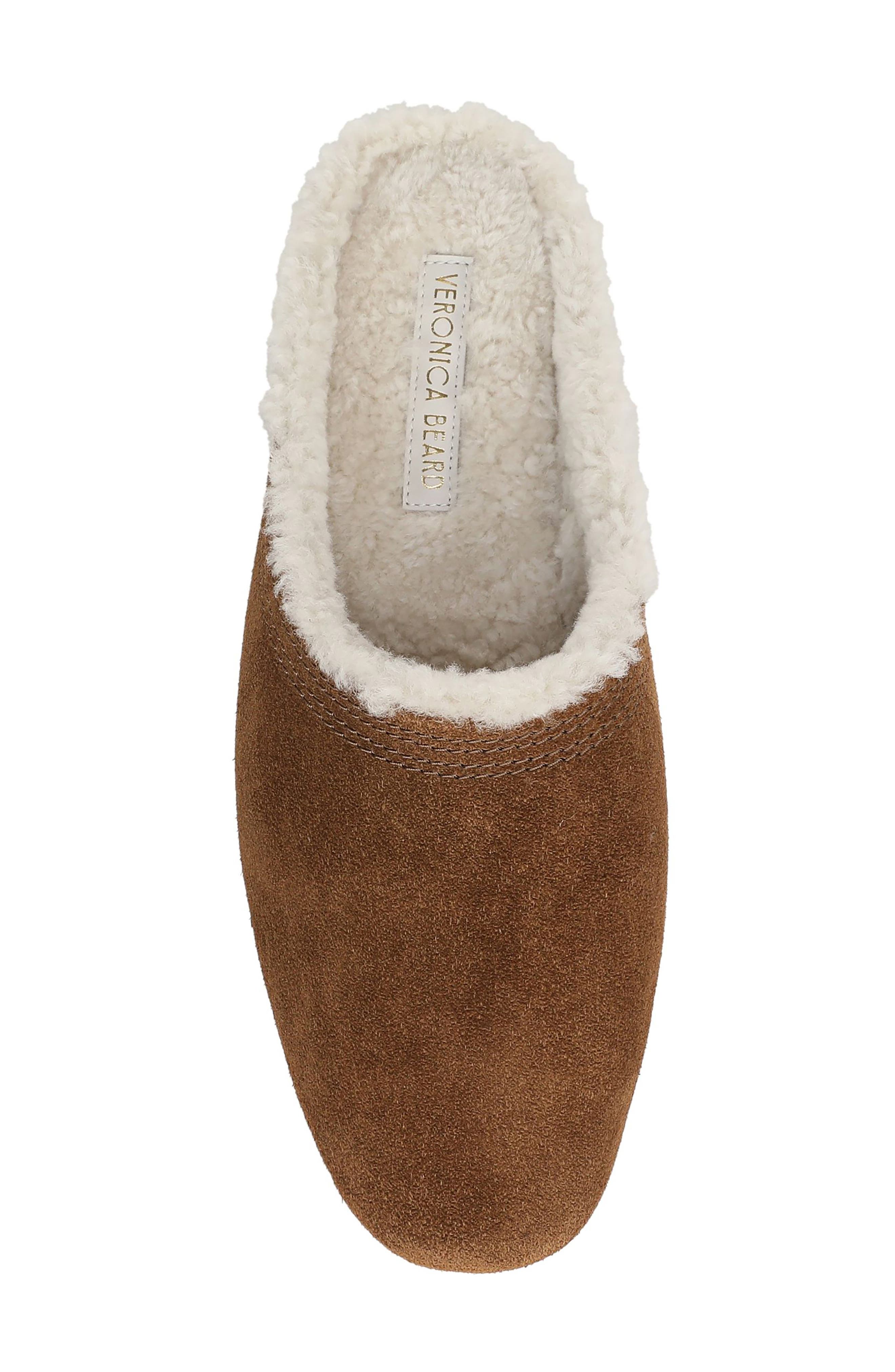 Narcisa Genuine Shearling Flat Mule, Alternate, color, CHESTNUT SUEDE