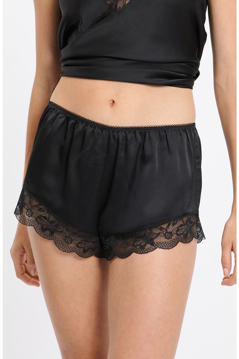 Desire Lace Trim Sleep Shorts, Main, color, BLACK