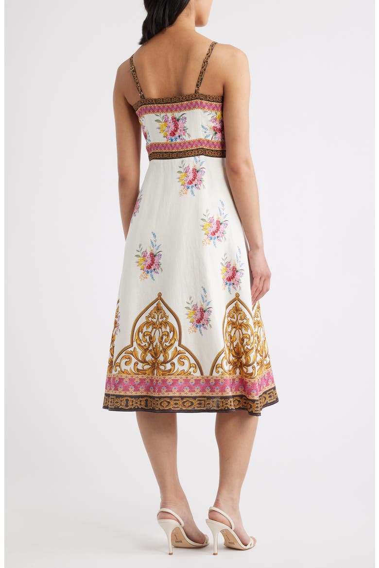 The Annalise Sleeveless Linen Blend Midi Dress, Alternate, color, TIARA GARDEN PRINT