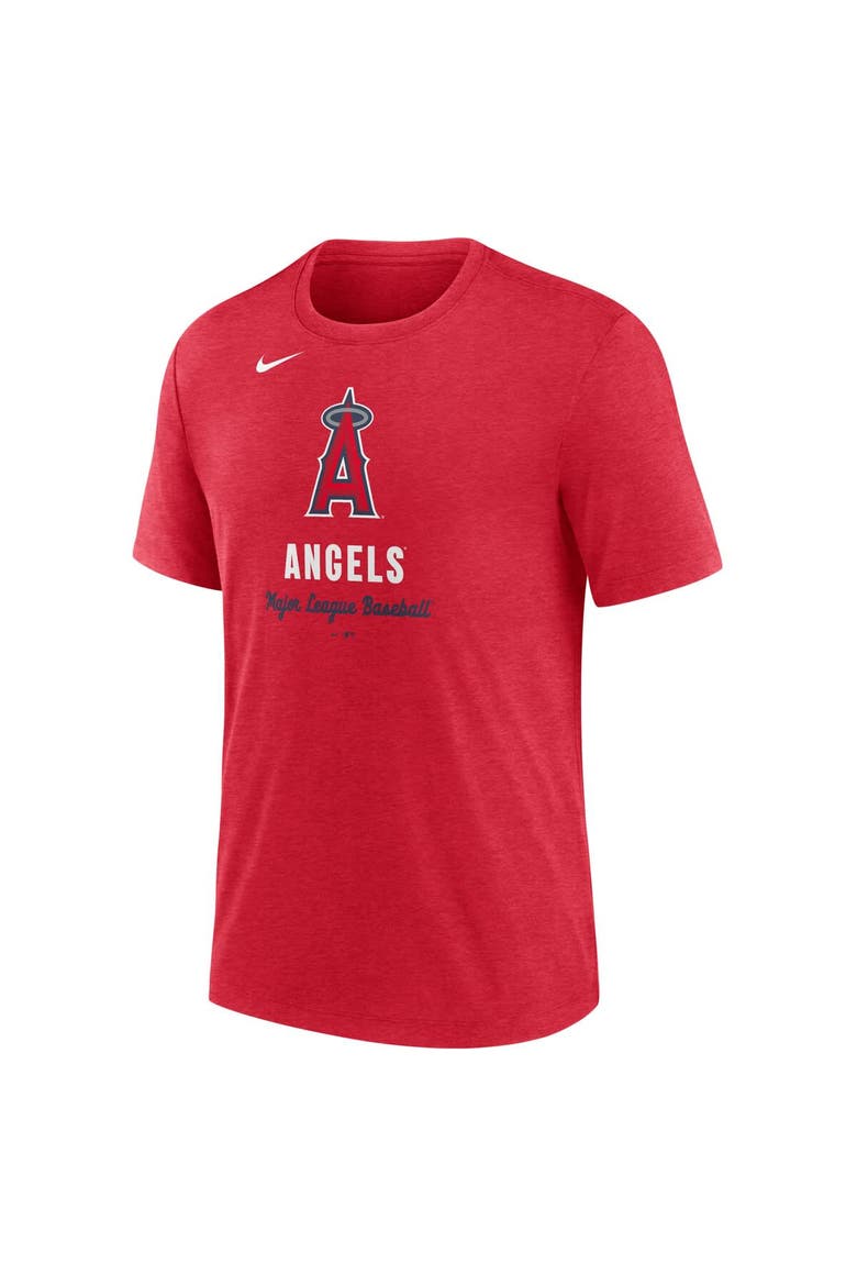 Men's Nike Heather Red Los Angeles Angels Logo Tri-Blend T-Shirt, Alternate, color, Heather Red