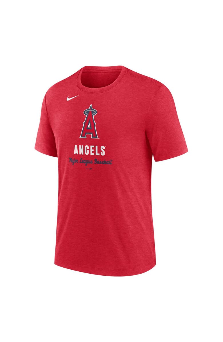Nike Men's Nike Heather Red Los Angeles Angels Logo Tri-Blend T-Shirt, Alternate, color, Heather Red