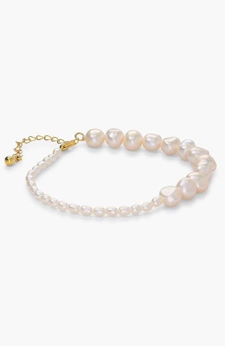 Oak & Luna Designer Kai Genuine Pearl Bracelet & Anklet in Gold-Plated Sterling Silver, Alternate, color, Pearl And 18K Gold Plated