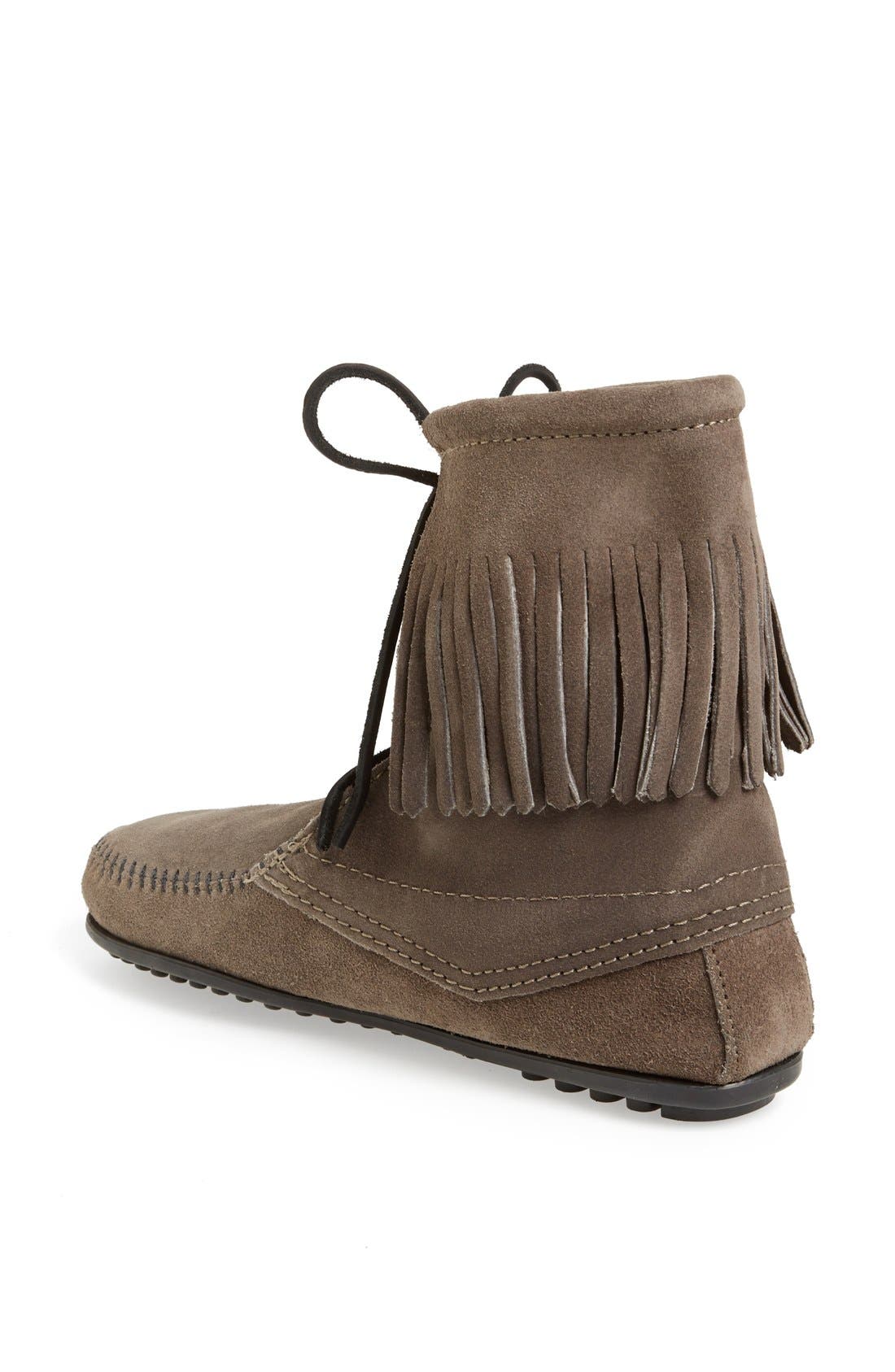 'Tramper' Fringed Suede Ankle Bootie, Alternate, color, GREY
