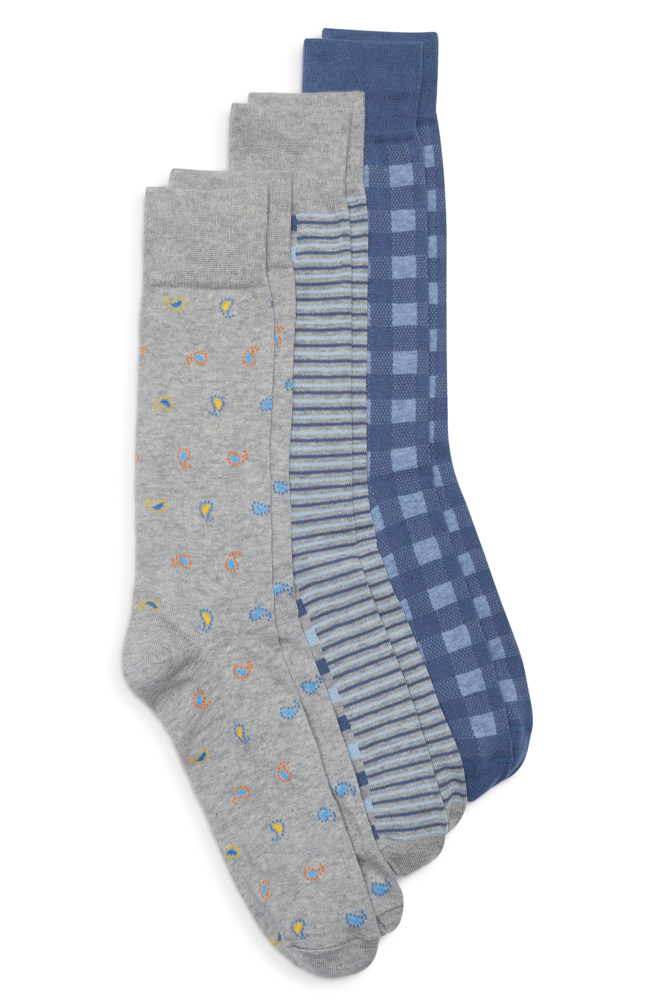Assorted 3-Pack Stretch Cotton Dress Socks