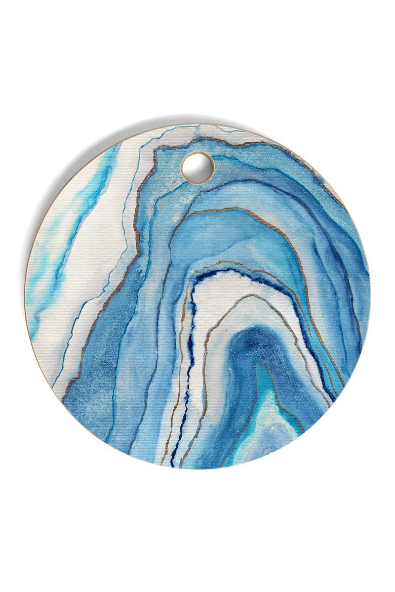 Abstract Watercolor Round Cutting Board, Main, color, BLUE