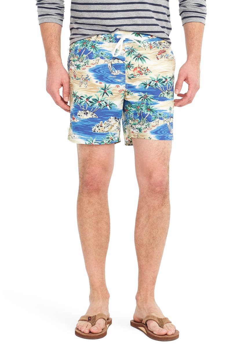 J.Crew Island Print Swim Trunks, Main, color,