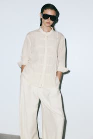H&M Button-front Pintuck Blouse