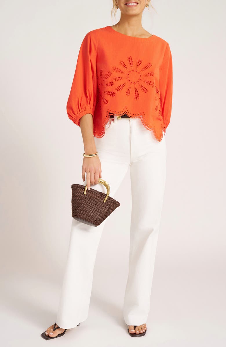 matty m. Indie Eyelet Bubble Sleeve Top, Alternate, color, 