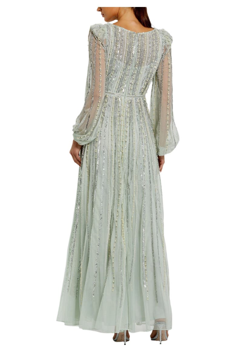 Mac Duggal Women's Embellished Long Sleeve A-Line Evening Gown, Alternate, color, Mint