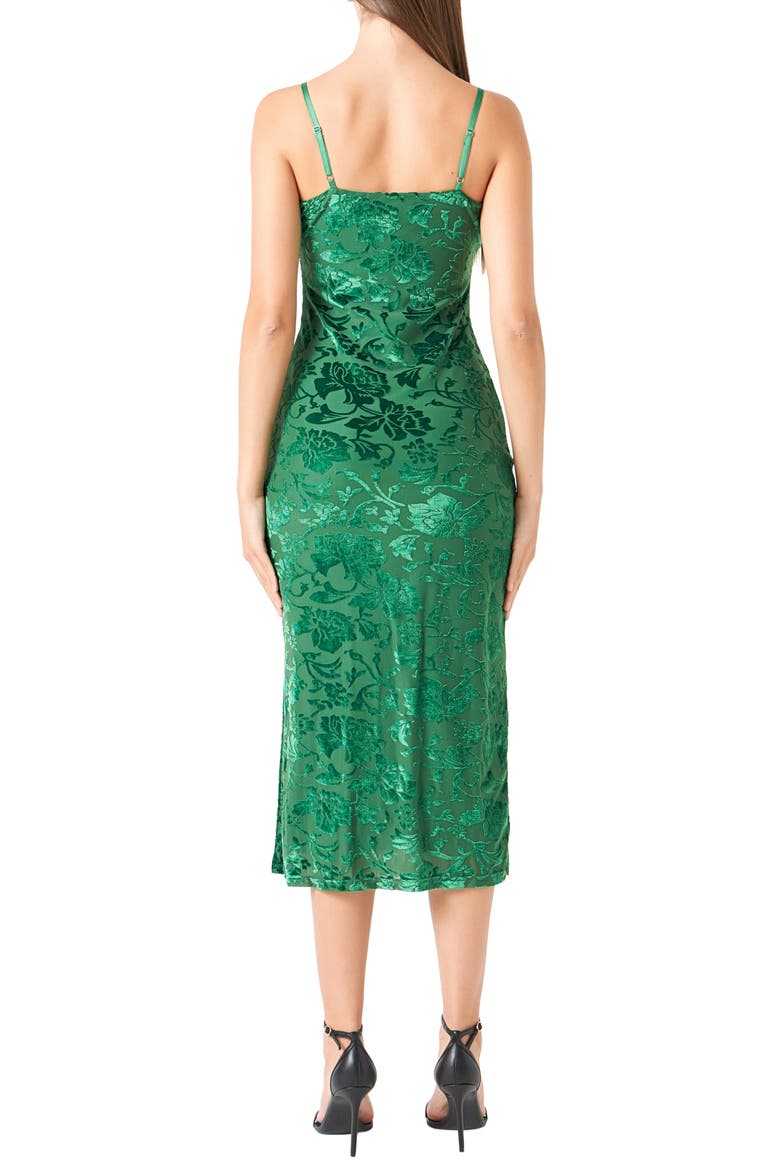 Velvet Floral Midi Slipdress, Alternate, color, GREEN