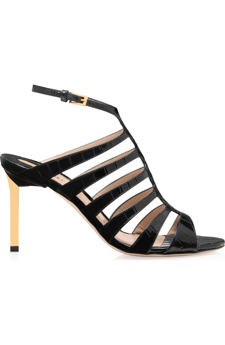 TOM FORD Cage Croc Embossed Ankle Strap Stiletto Sandal, Alternate, color,