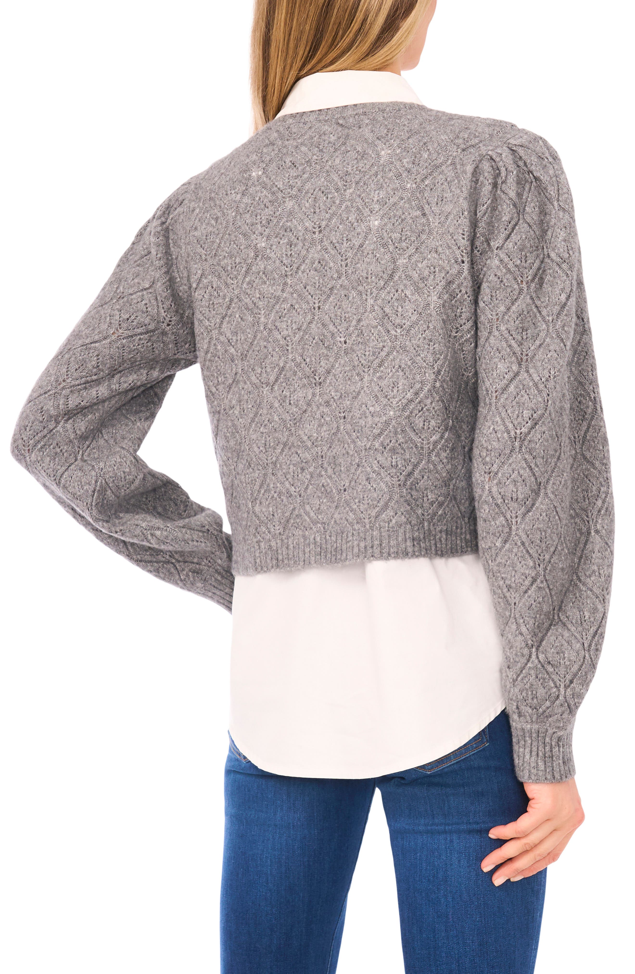 Pointelle Mixed Media Sweater - image 2