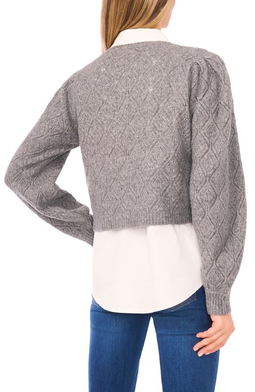 Ted Baker Pointelle Mixed Media Sweater In Gray