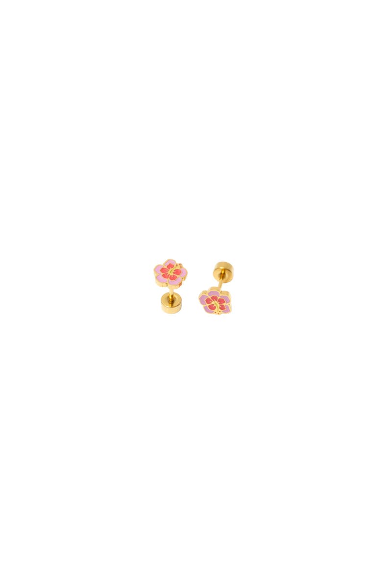 Pip Pop Hibiscus Stud Earrings, Alternate, color, Pink