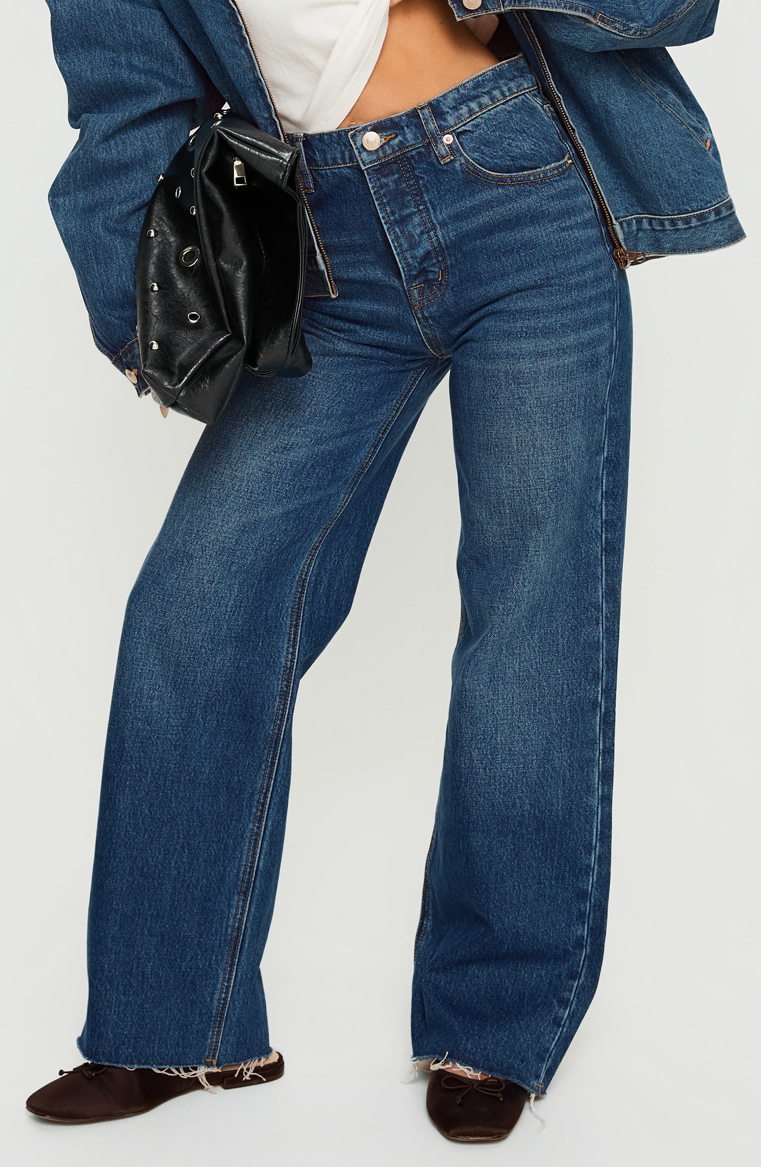 Fawcett High Waist Raw Hem Straight Leg Jeans