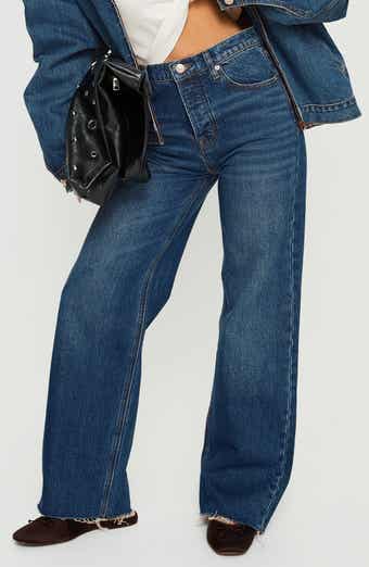 Fawcett High Waist Raw Hem Straight Leg Jeans
