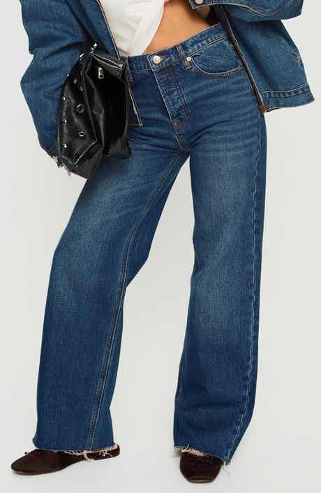 Fawcett High Waist Raw Hem Straight Leg Jeans