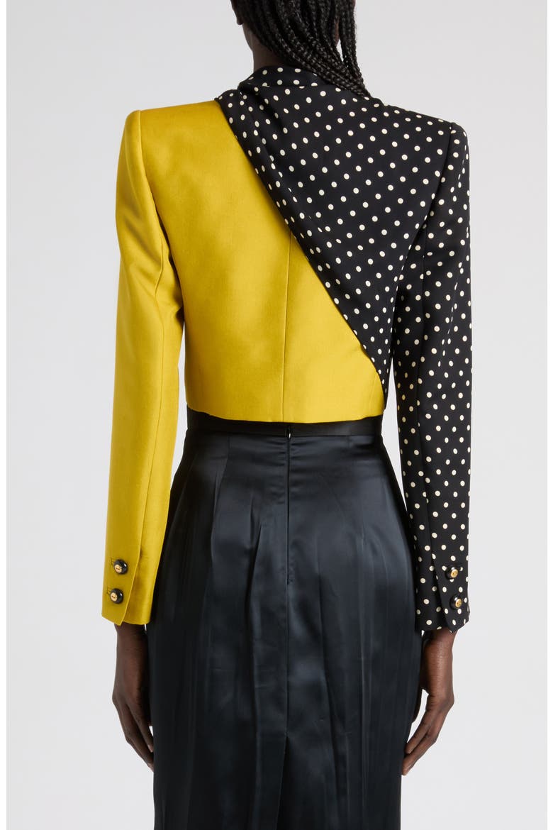 Contrast Silk Shantung Crop Jacket, Alternate, color, YELLOW