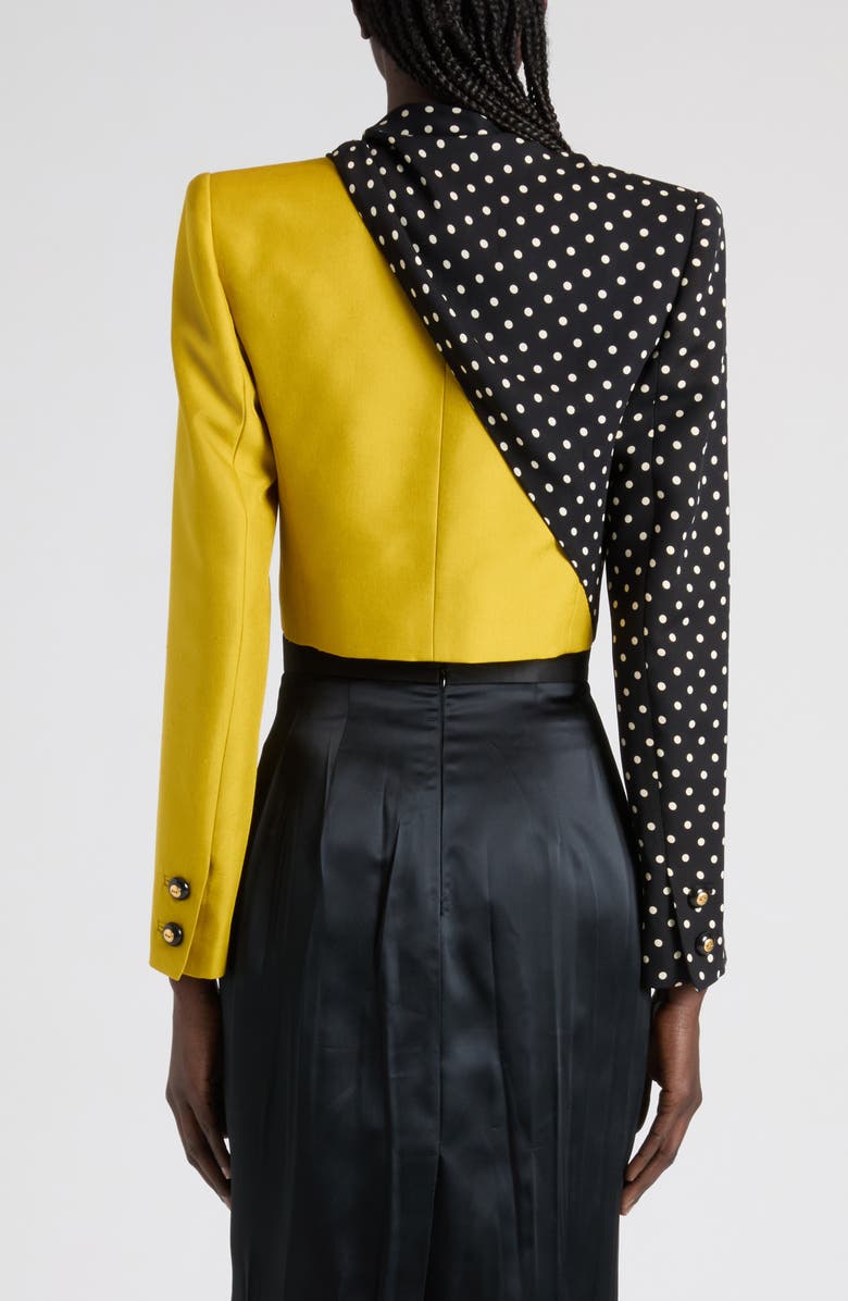 Valentino Contrast Silk Shantung Crop Jacket, Alternate, color, Yellow