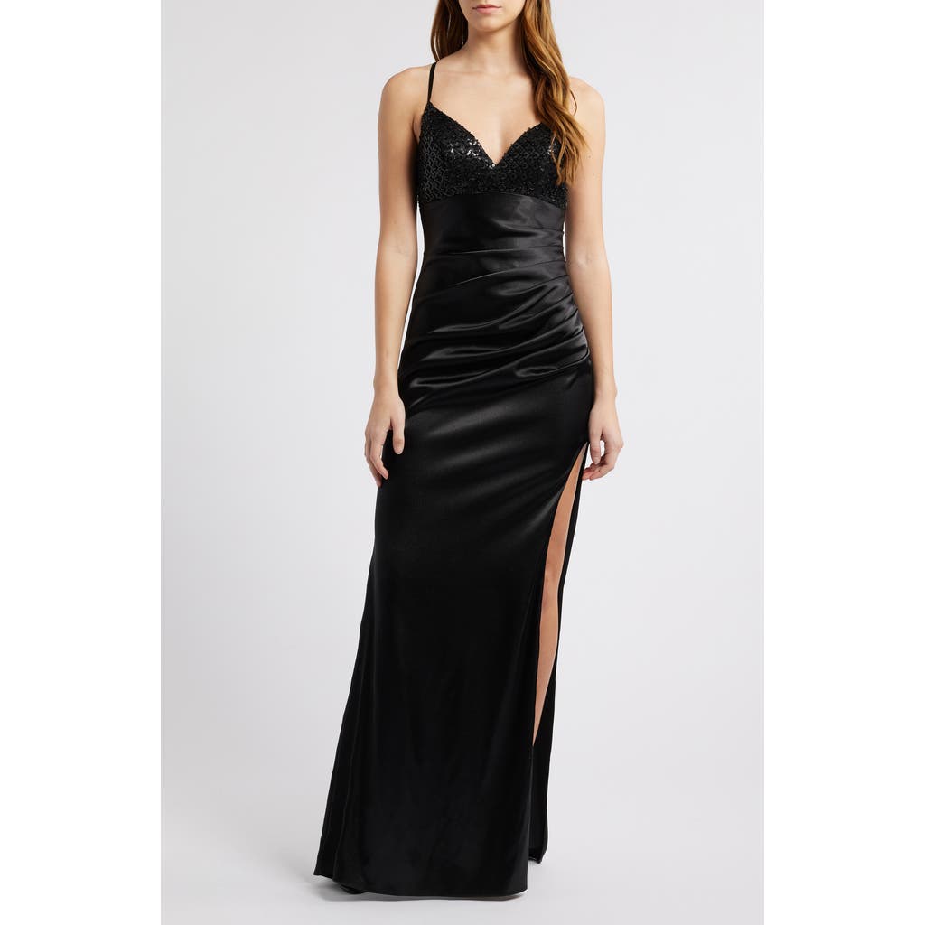 City Studio Bead & Sequin Bust Dress In Black