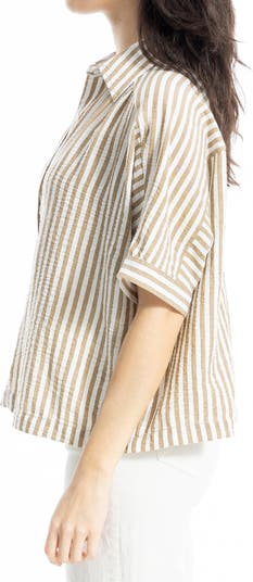 Textured Stripe Camp Shirt