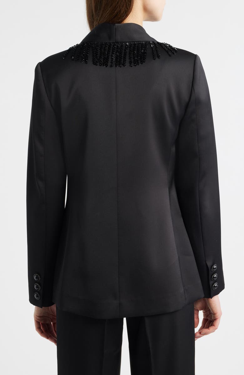 Elie Tahari The Gina Sequin Fringe Blazer, Alternate, color, Noir