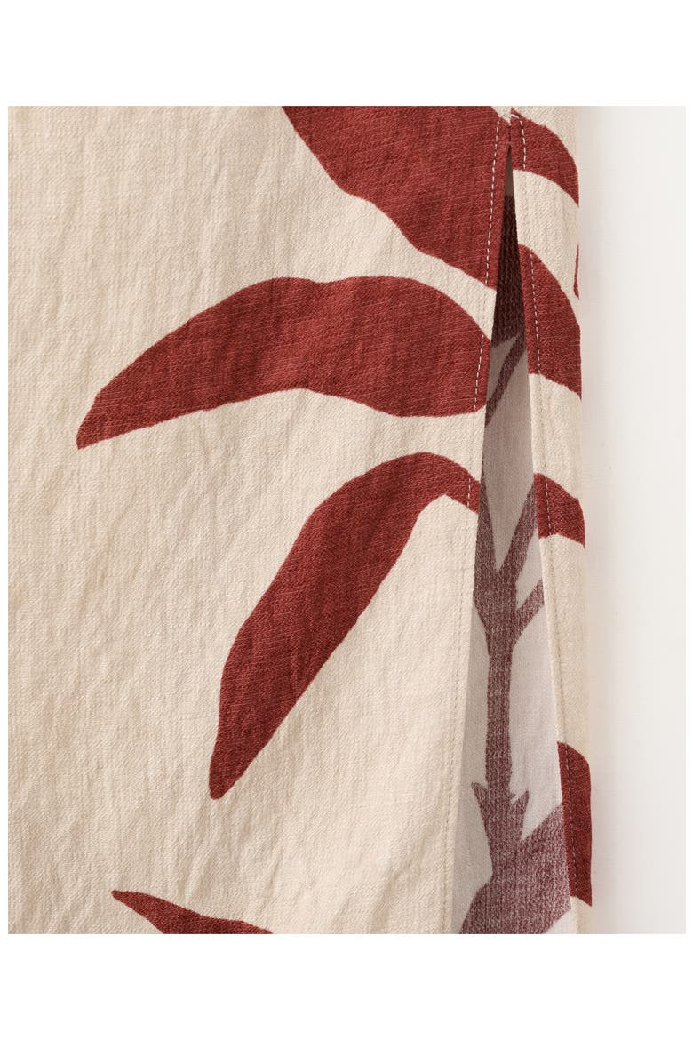 Leaf Print Ruched One Shoulder Midi Dress, Alternate, color, BEIGE