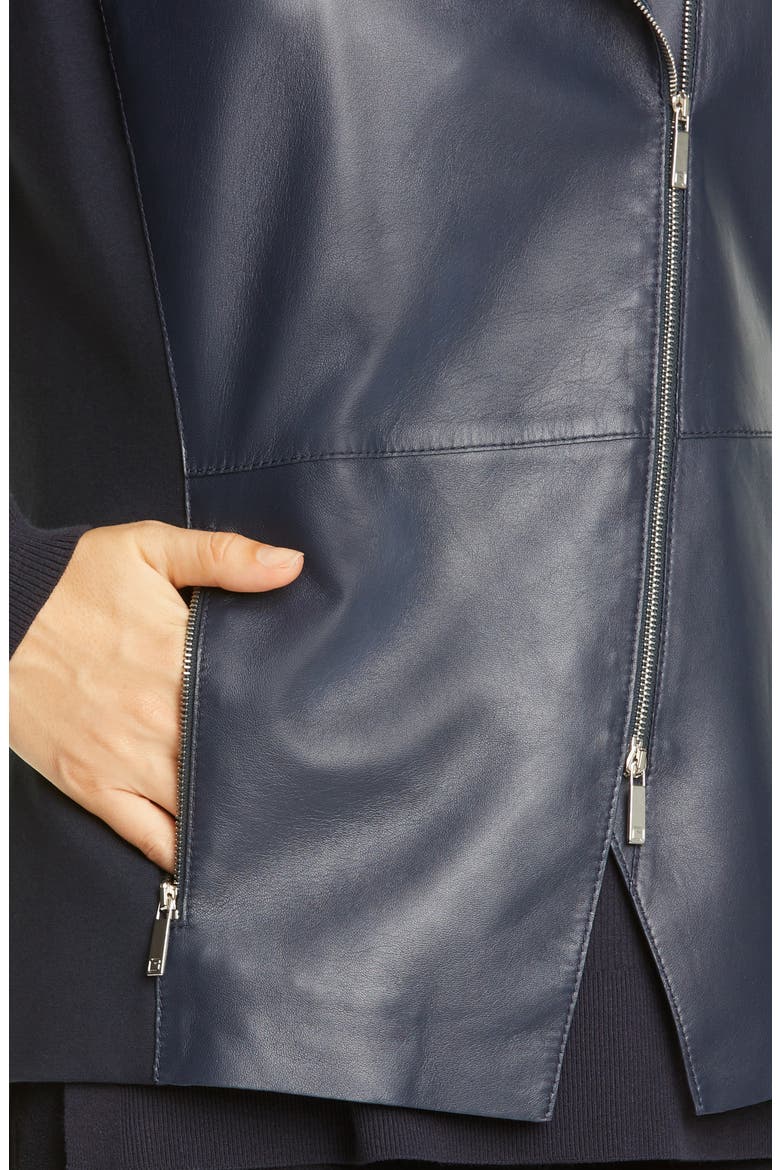 Nevaeh Leather Moto Vest, Alternate, color, INK