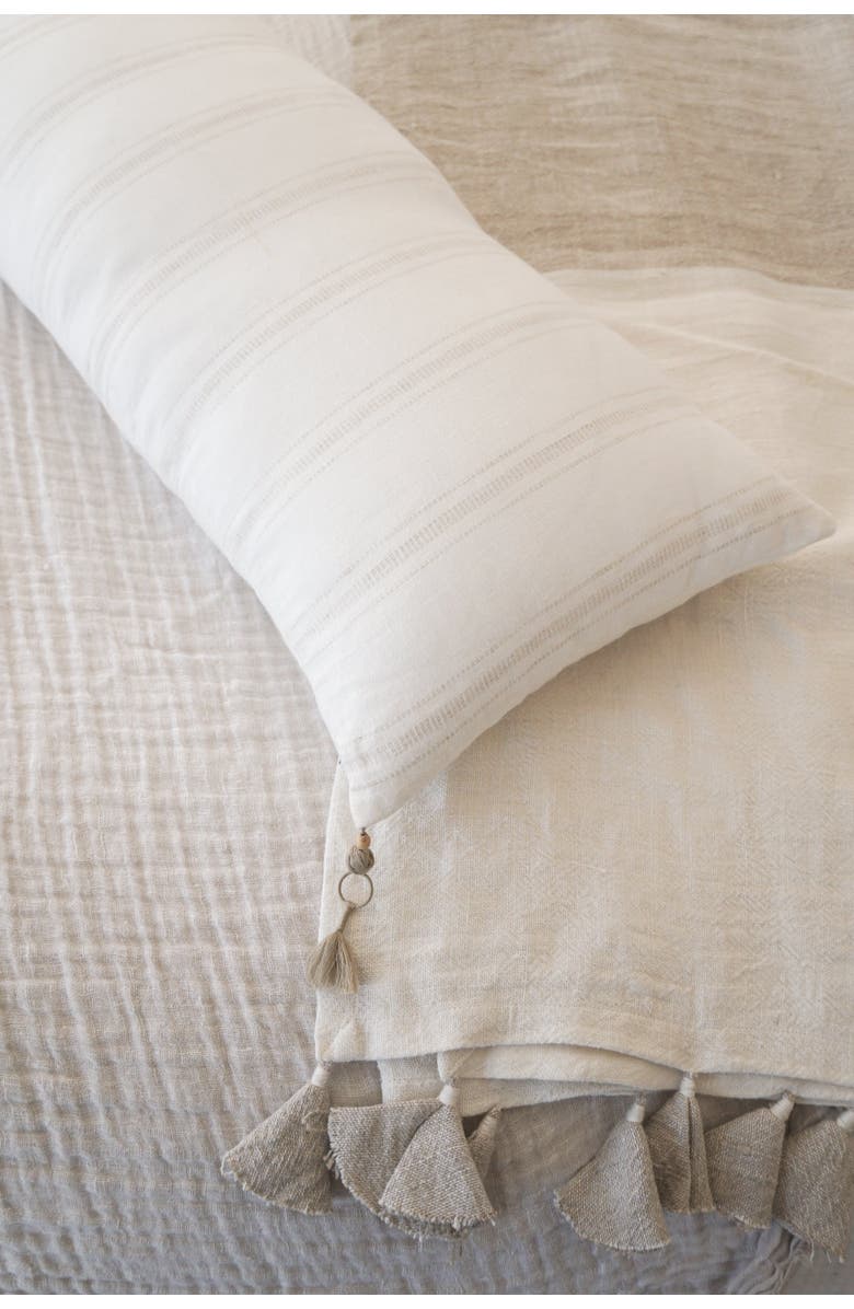 Anaya Grey Petite Stripe Linen Pillow Cover Only, Alternate, color, White