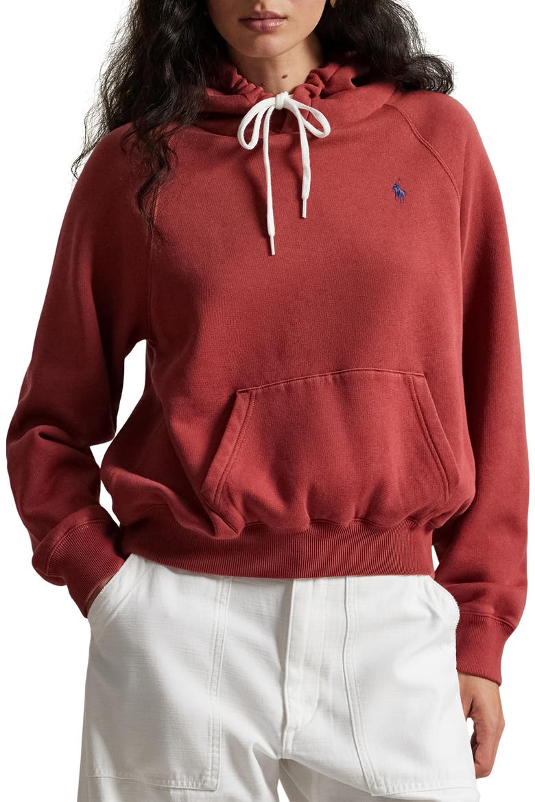 Cotton Blend Fleece Hoodie, Main, color, RED SNAPPER