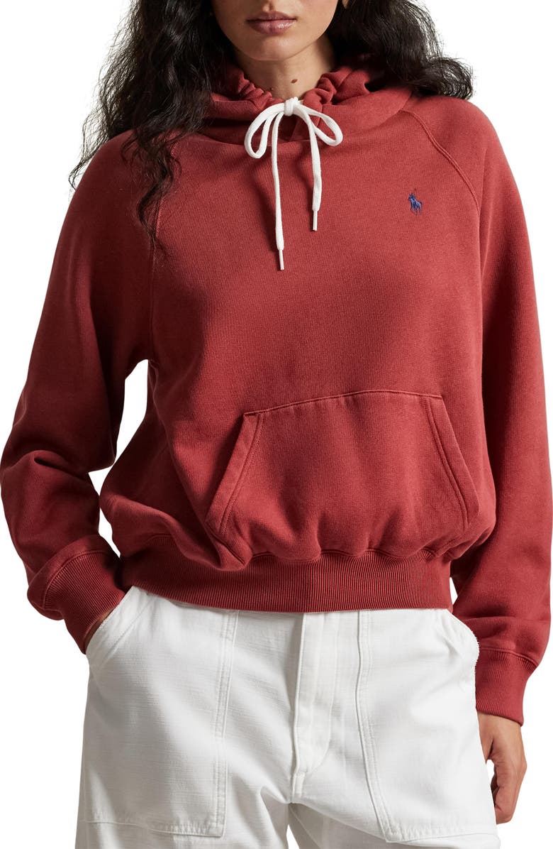Polo Ralph Lauren Cotton Blend Fleece Hoodie, Main, color, Red Snapper