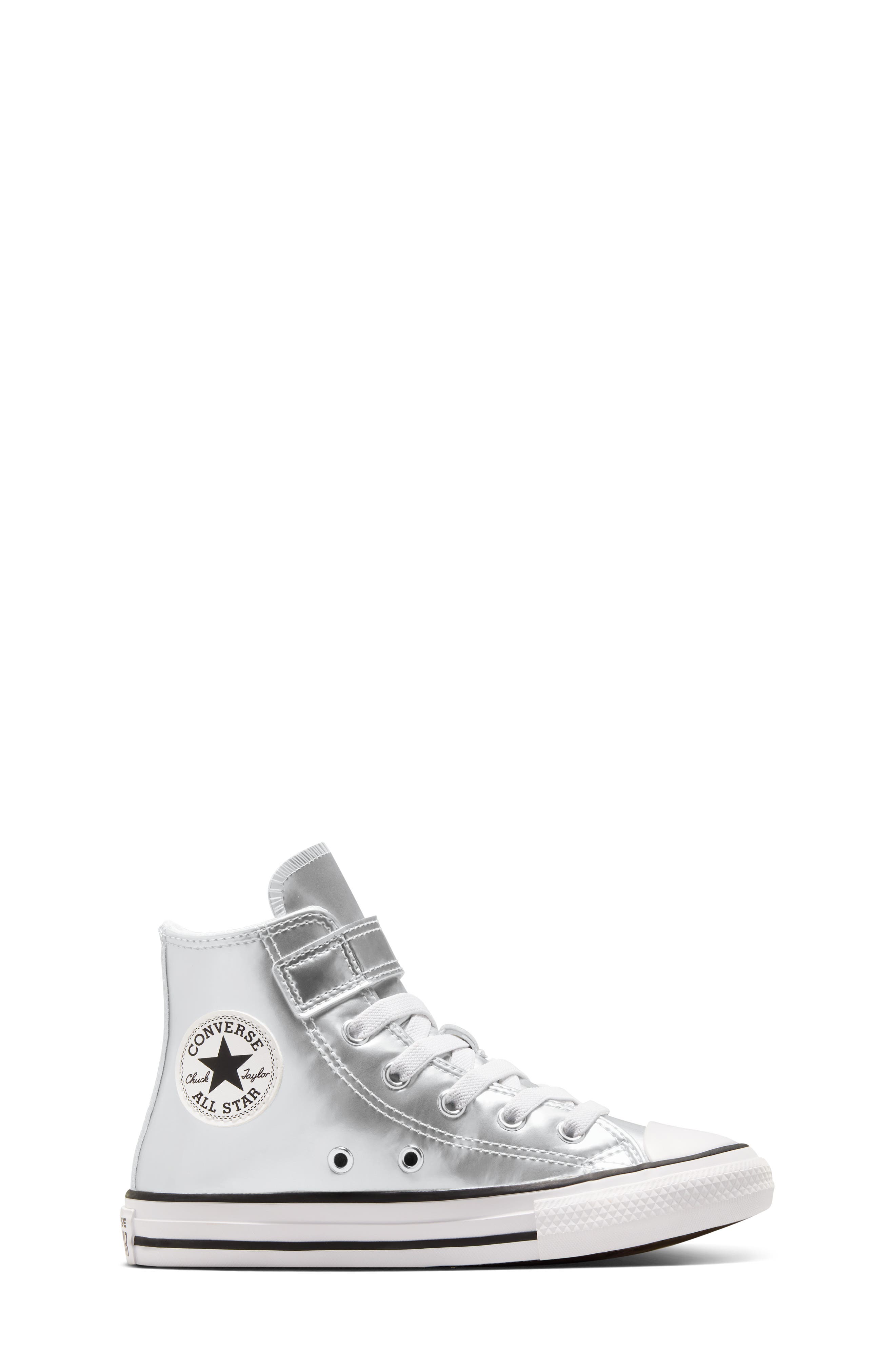 Converse Kids' Chuck Taylor<sup>®</sup> All Star<sup>®</sup> 1V High Top Sneaker, Alternate, color, Silver/White/Silver