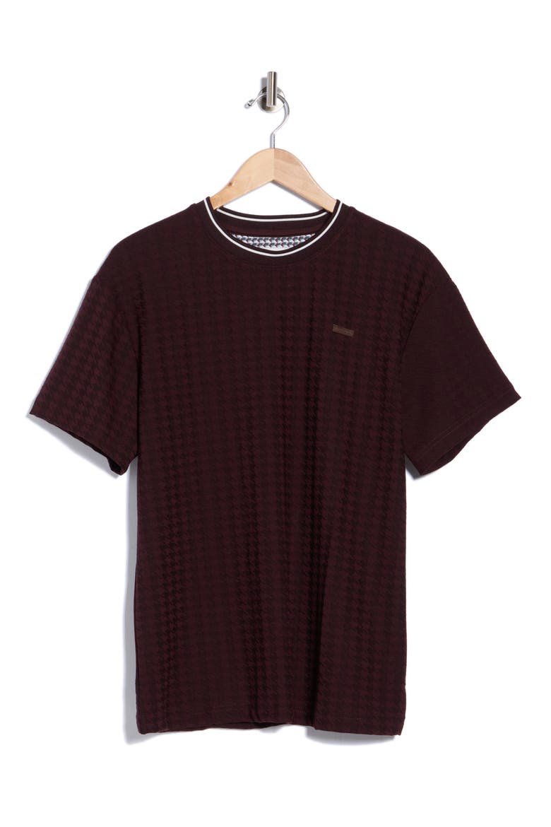 Tipped Textured Crewneck T-shirt, Alternate, color, WINE