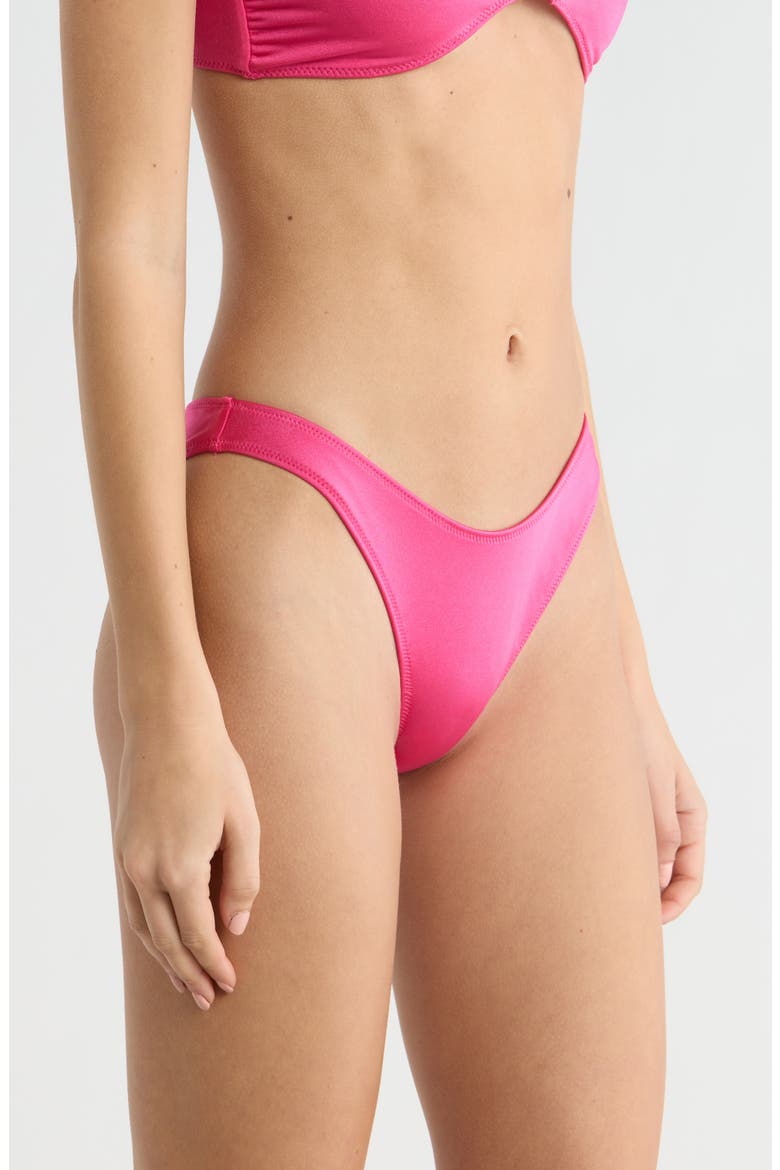 Brea Shine V-Cut Bikini Bottoms, Alternate, color, PINK