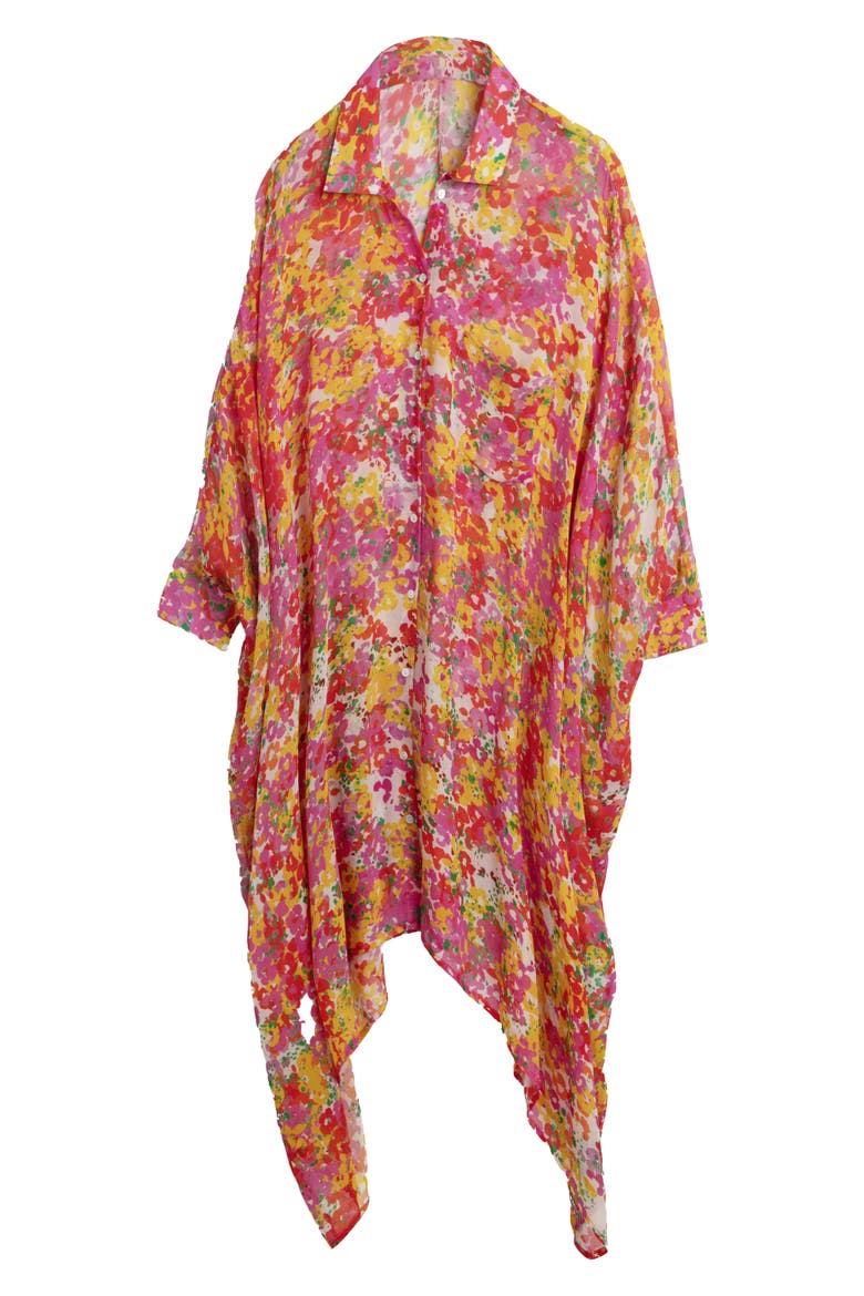 Floral Print Cover-Up Kaftan, Alternate, color, PINK COMBO