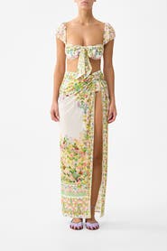 Camilla Long Sarong W Gathered Tab And Leg Split