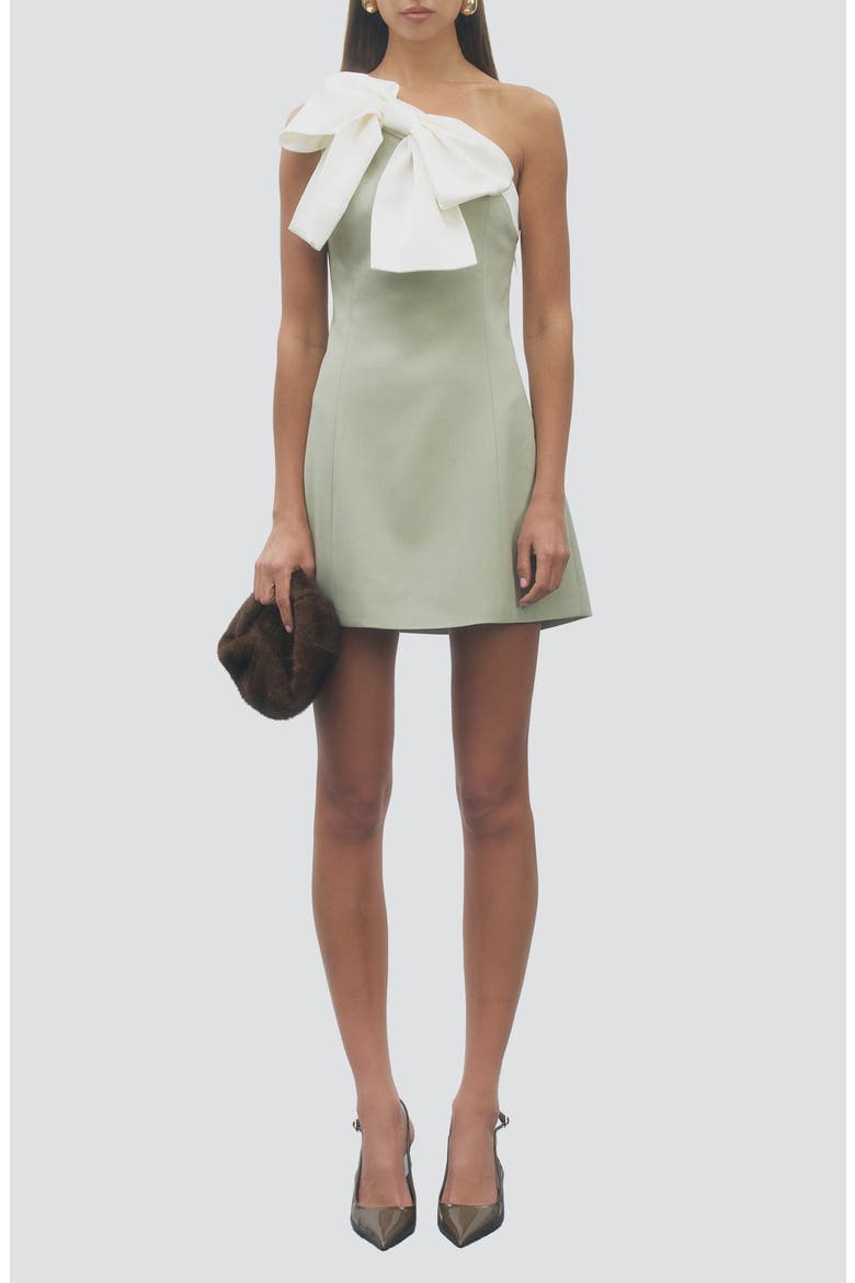 Lima One-Shoulder Minidress with Bow, Main, color, MINT IVORY