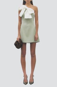 MAUDE CLUB Lima One-Shoulder Minidress with Bow