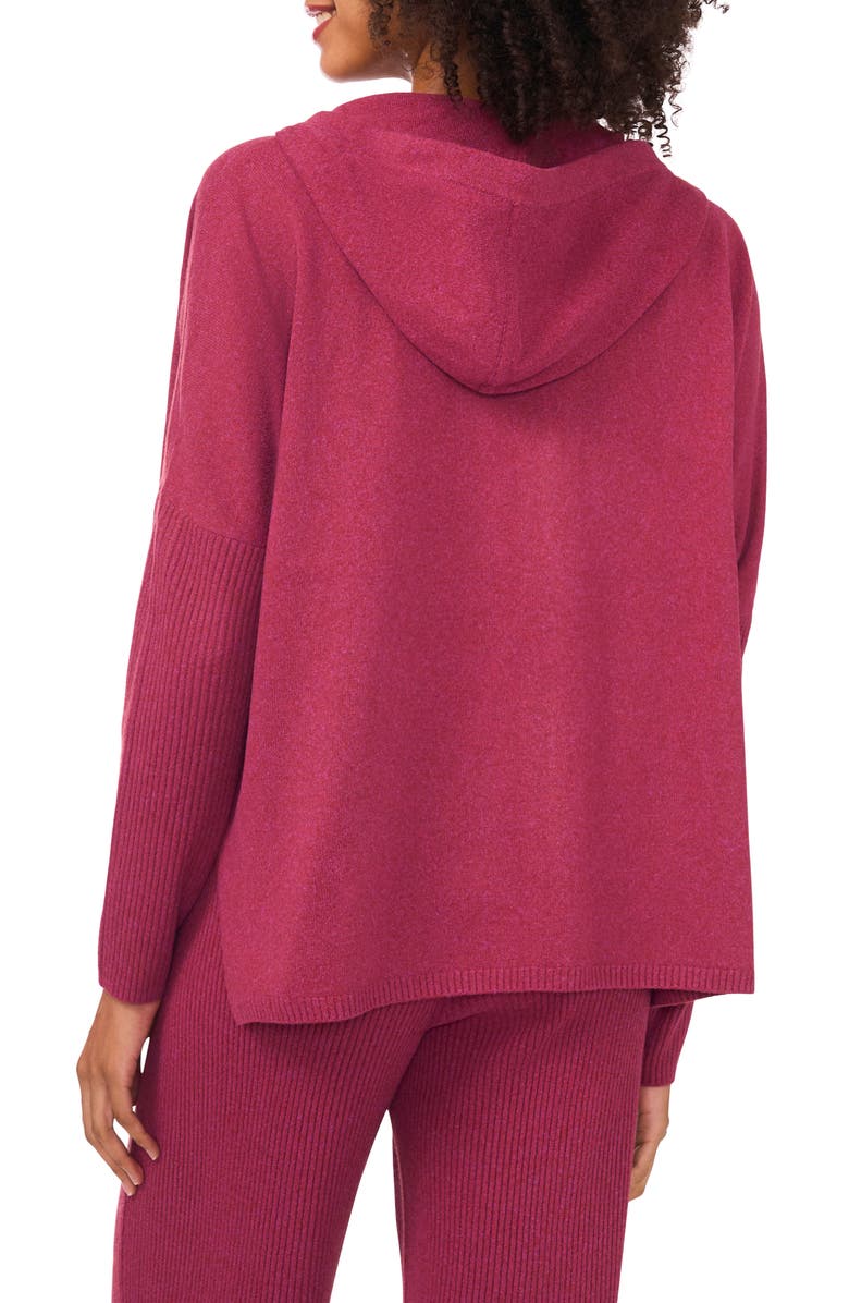 Halogen<sup>®</sup> Rib Knit Hoodie, Alternate, color, Red Wine Heather
