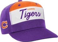 Mitchell & Ness Youth Mitchell & Ness White/Purple Clemson Tigers Retro Sport Color Block Script Snapback Hat