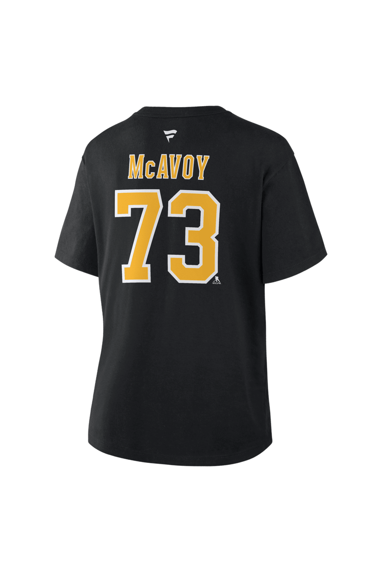 Women's Fanatics Charlie McAvoy Black Boston Bruins Authentic Stack Name & Number T-Shirt, Alternate, color, Black