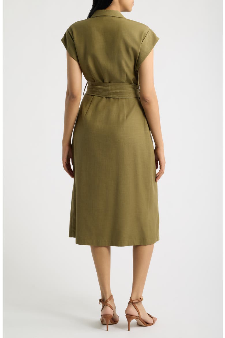Short Sleeve Midi Shirtdress, Alternate, color, OLIVE