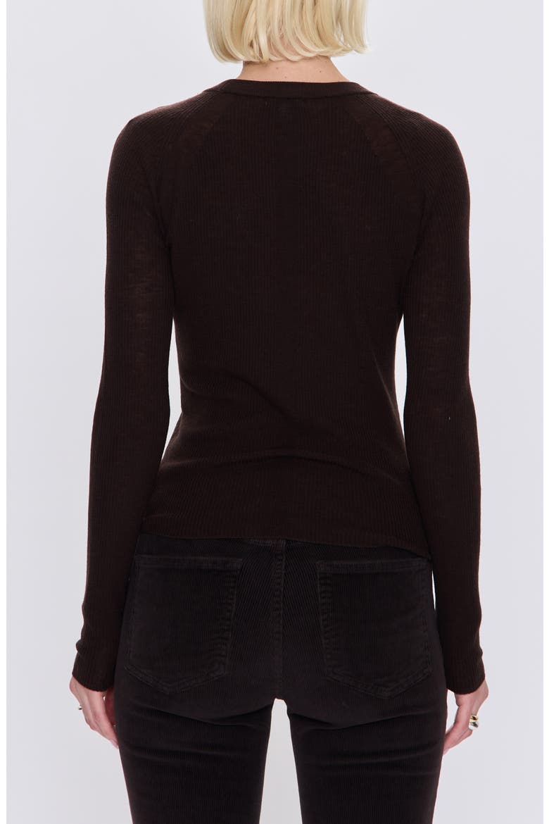 Juno Rib Long Sleeve Merino Wool Blend Top, Alternate, color, MOCHA