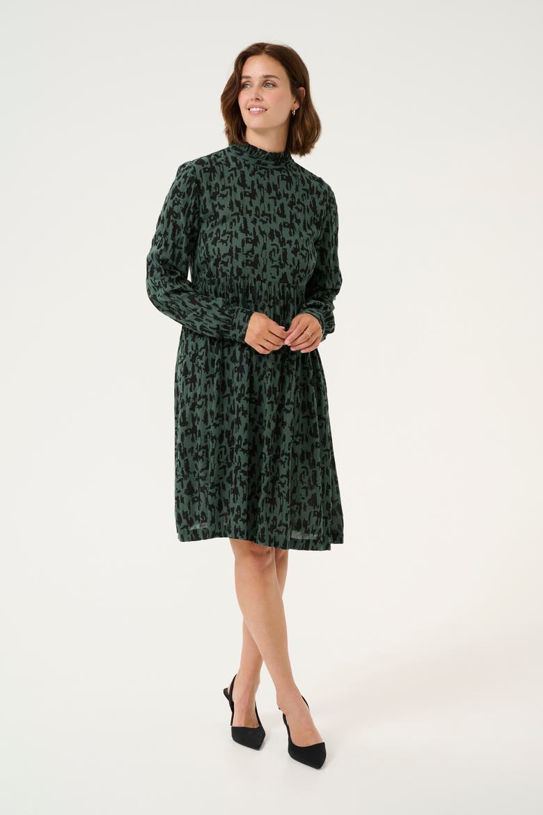 KAluna Above The Knee High Neck Dress, Main, color, Green/Black Graphic