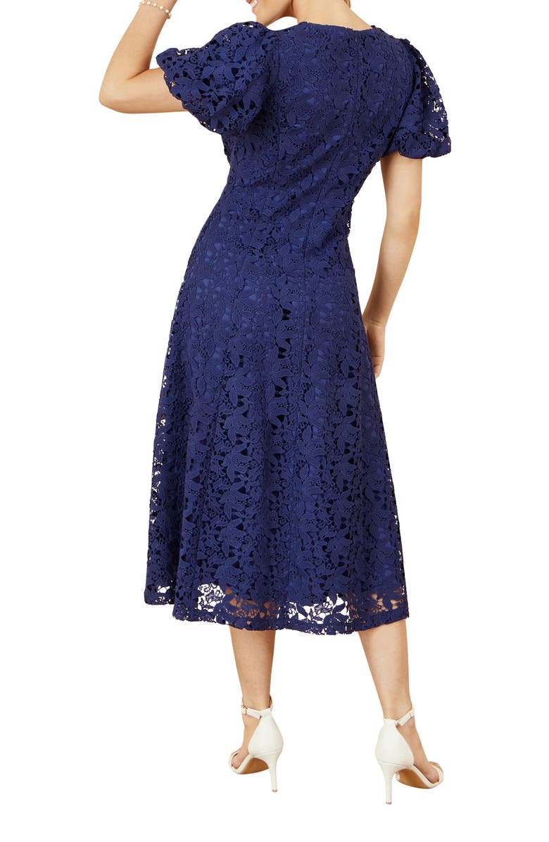 Yumi Lace Midi Skater Dress, Alternate, color, Navy