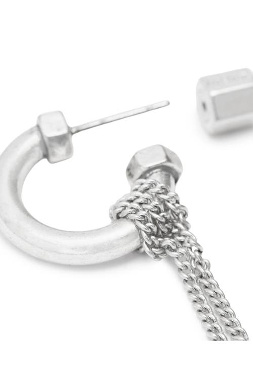 Allsaints Mismatched Chain Drop Huggie Hoop Earrings In Silver