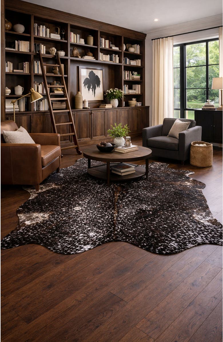 Rhacam Eco Hide Luma Metallic Silver Cowhide Rug 7'9" × 6'9", Alternate, color, Metallic Silver