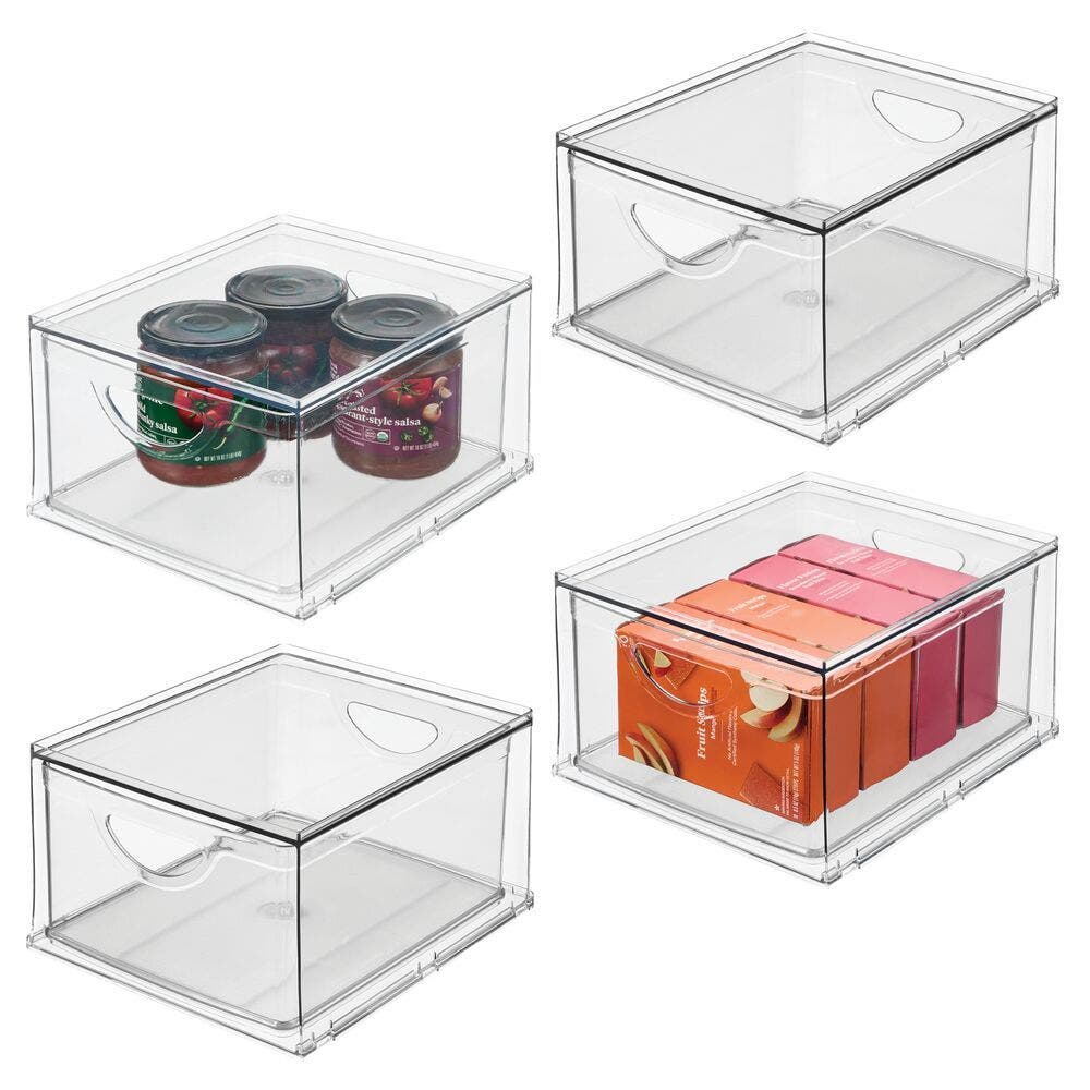 iDesign Stackable Kitchen Storage Drawer for Fridge, Pantry, Under-Sink, or Cabinet - Set of 4 - Clear 